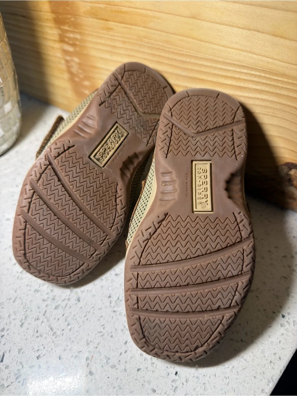 Sperry Kids Tan Brown Boat Shoes with Laces W